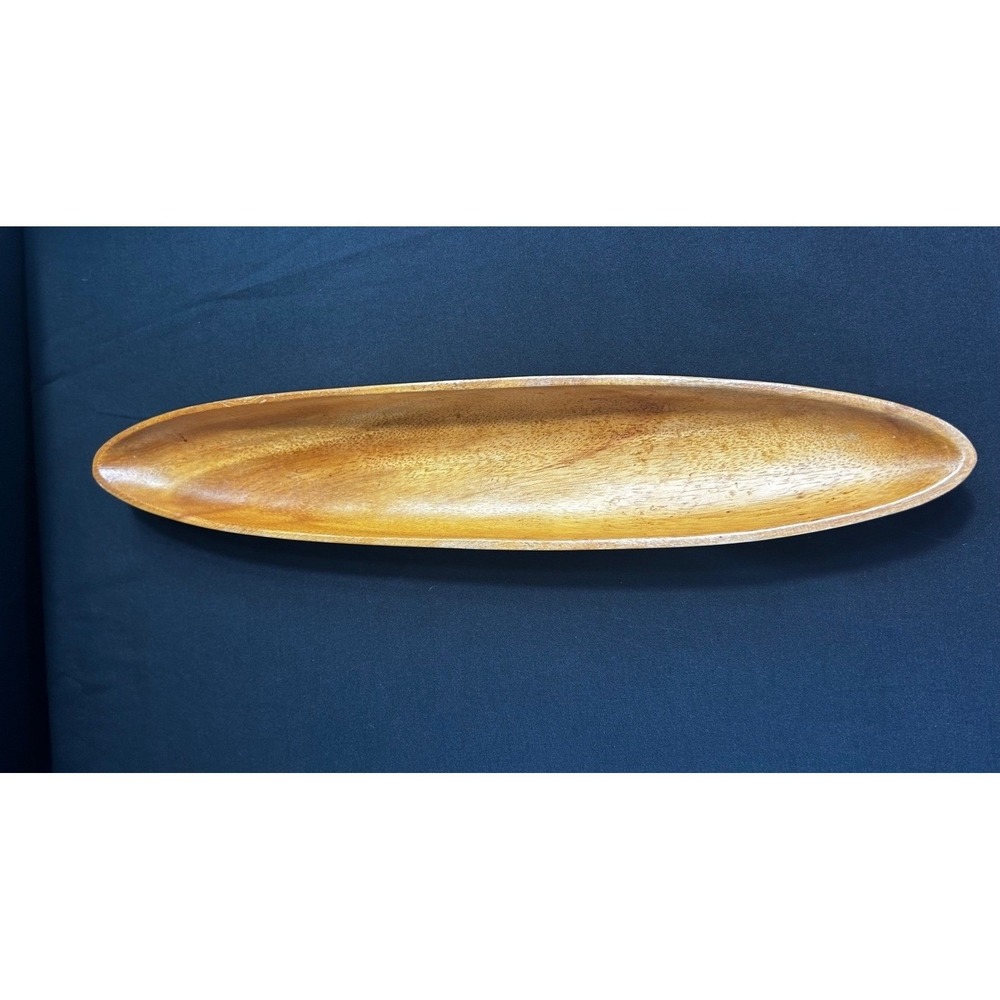 Canoe bowl Natural tropical hardwood for hors d'oeuvre/decorative MCM 1970's